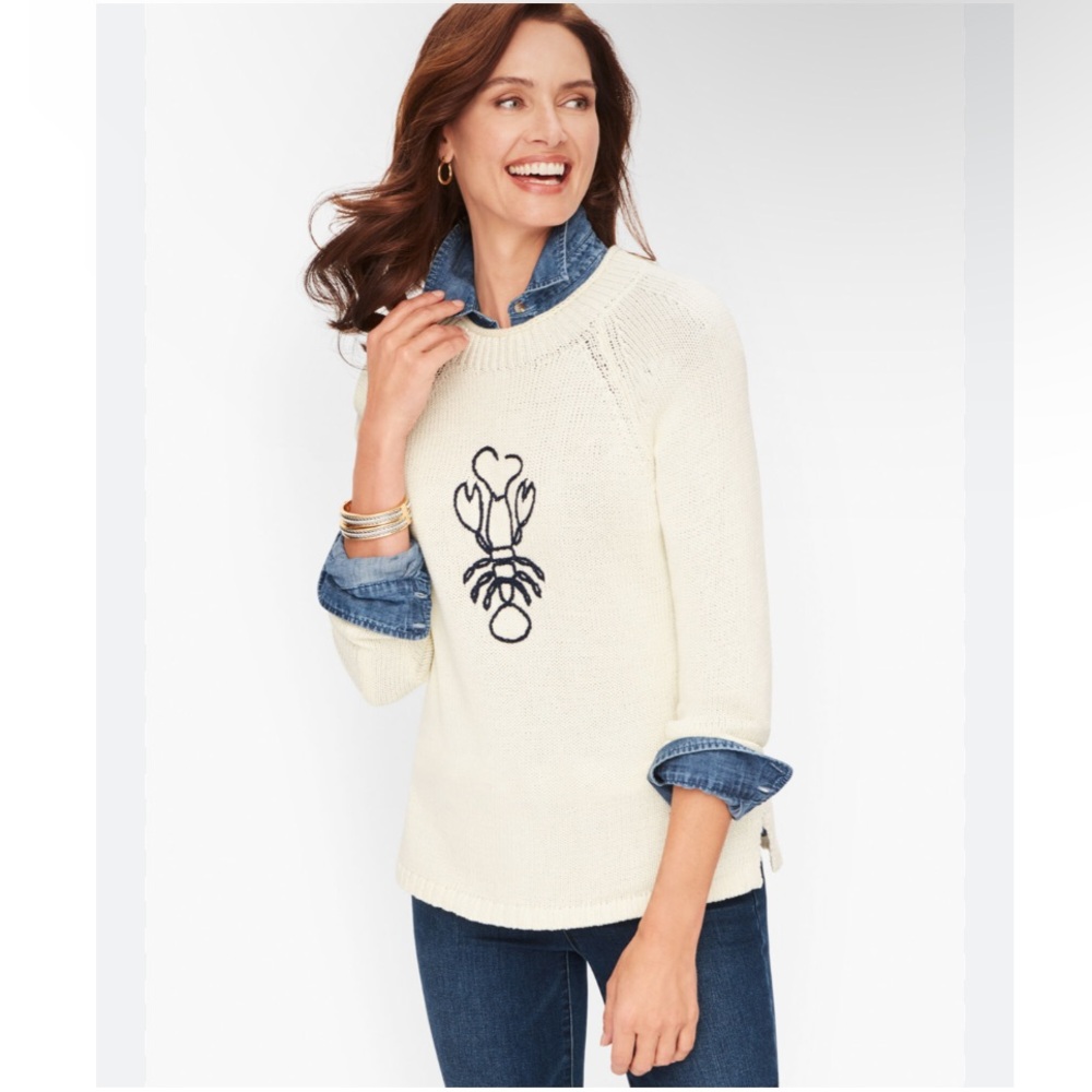 Talbots Embroidered Lobster Mockneck Sweater